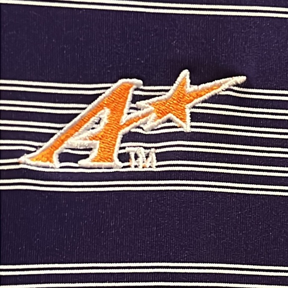 University of Evansville UE Purple Aces Striped Polo Collared Shirt Medium - Picture 2 of 8